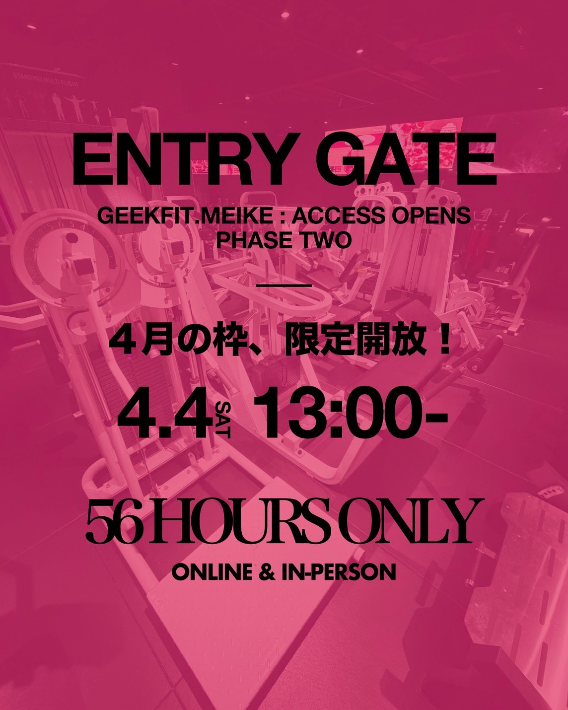 【4/4(土) 13:00 ～ 4/6(月) 21:00】GEEKFIT. MEIKE 56時間限定｜4月の枠 限定解放